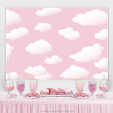 Weiss Wolke Rosa Himmel Einfach Babydusche Party Hintergrund